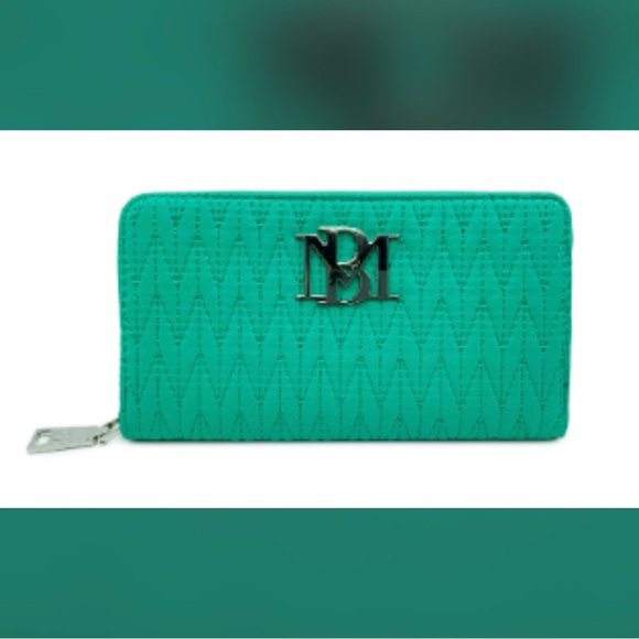 Badgley Mischka Quilted Green Chain Shoulder Bag PLUS Zipper Wallet - Picture 5 of 7